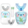 Geacker Kids Electric Toothbrush, U Shaped Toothbrush Kids Sonic Automatic Brush with 4 Brush Heads 6 Cleaning Modes IPX7 Waterproof Rechargeable Smart Timer for Children (Ages 8-14, Koala Cyan)