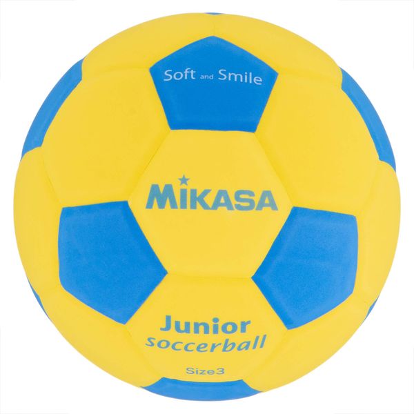 Mikasa SF3J-YBL Junior Soccer Ball, No. 3, Smile Soccer, Approx. 5.3 oz (150 g), Yellow/Blue, Glued Ball, Recommended Inner Pressure 1.4 - 2.1 psi (0.10 - 0.15 kgf/cm2)