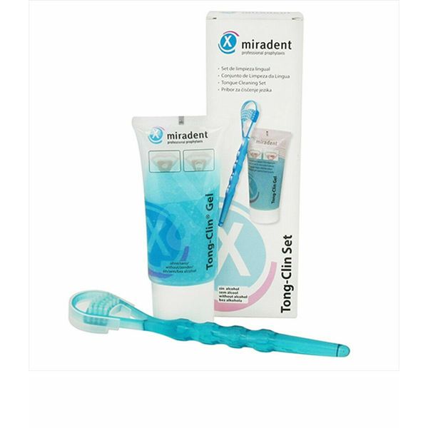 Miradent Dental Tongue Gel Tong-Clin 50 ml & Tongue Scraper Set Oral Hygiene