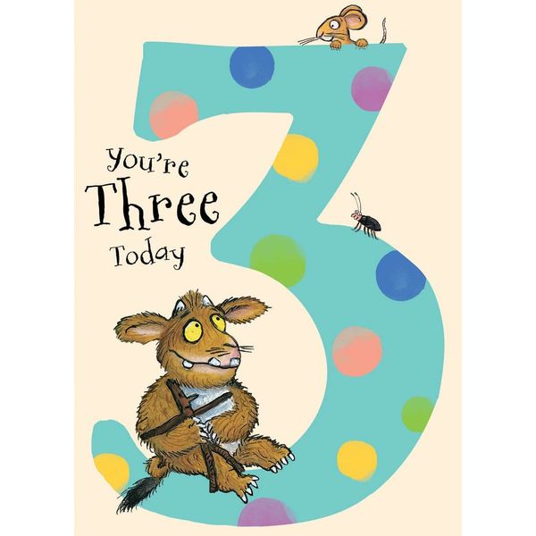 GRUFFALO Official The Age 3 Birthday Card, 3rd Birthday, Birthday Card for Third Birthday, Climate Pledge Friendly Card, Recyclable Birthday Card, Officially Licensed Birthday Card