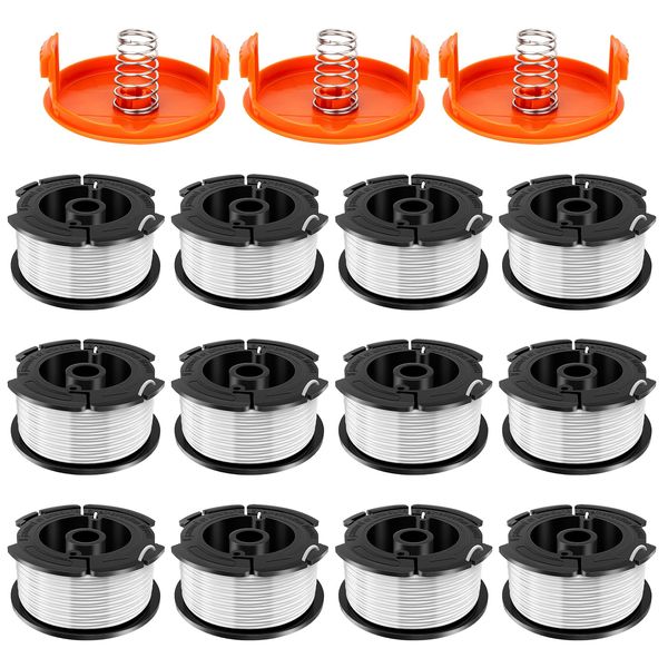 TOPEMAI AF-100 Spool Replace AF100 AF-100-3ZP AF-100-BKP Compatible with Black and Decker GH900 GH600 GH610 String Trimmer 30ft 0.065" Trimmer Line Replacement Spool Refills (12 + 3 Pack)