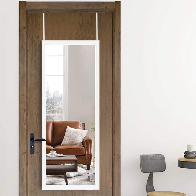 Full Length Over-the-Door Mirror: Hanging Brackets, Leaning or Wall Mounted, 44'