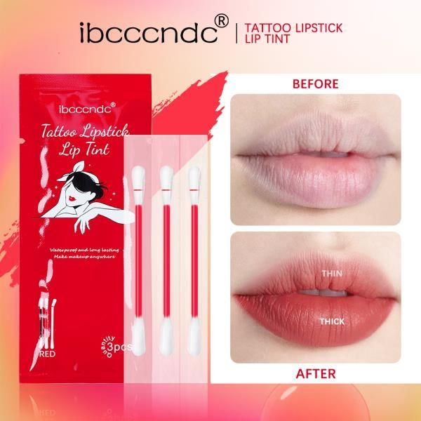 Lip Tint Lip Gloss Women Cotton Swab Lip Gloss Tattoo Lipstick Velvet Waterproof Matte Portable Vacation Travel