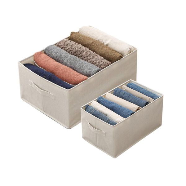 Underwear Storage Box, 2-Piece Set, Pants Storage Box, T-shirt Storage Box, Clothes Storage Case, Small Storage, Large Capacity, Foldable, Breathable, Washable, Convenient Household Goods (B)