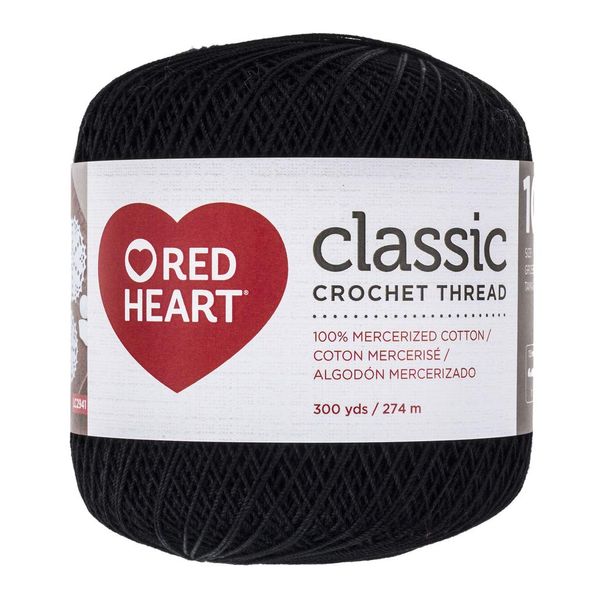 Red Heart Classic Crochet, Thread Size 10, Black (144-12)