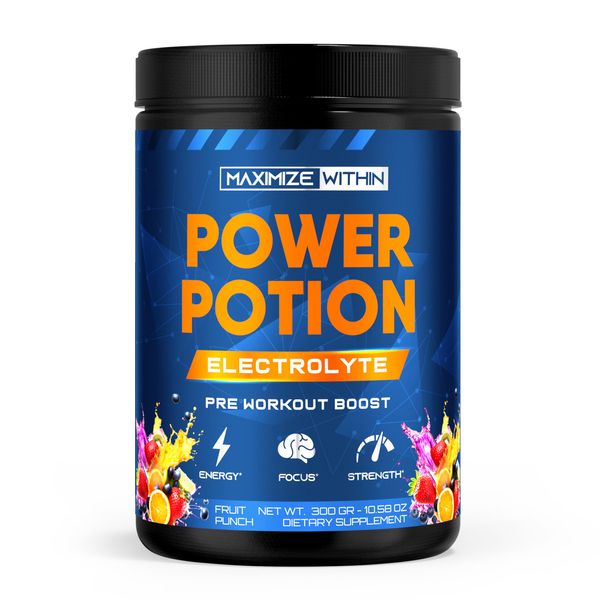 Maximize Within Power Potion Electrolyte Pre-Workout Boost,with Creatine for Performance, Beta Alanine for Muscle, L-Citrulline for Pump, Fruit Punch, 10.58 oz