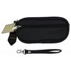 Genuine Leather Zippered Double Eyeglass Sunglasses Case Holder Black