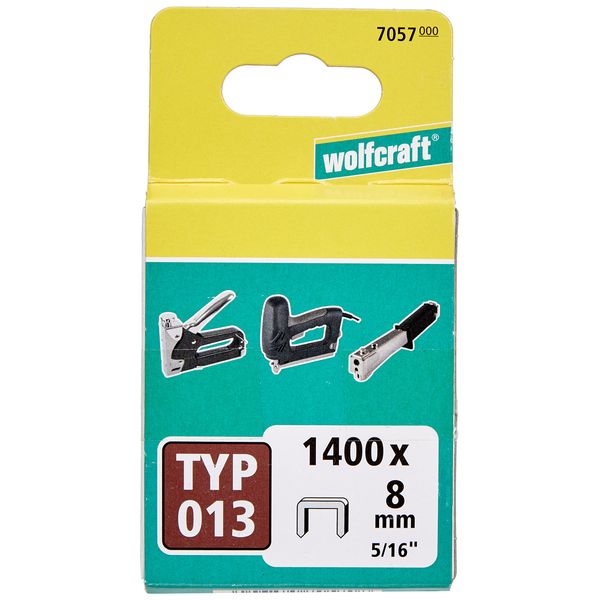 wolfcraft 1,400 Broad Back Staples Type 013 8 mm I 7057000 I Ideal for fastening fabric, textiles and thin strips of wood