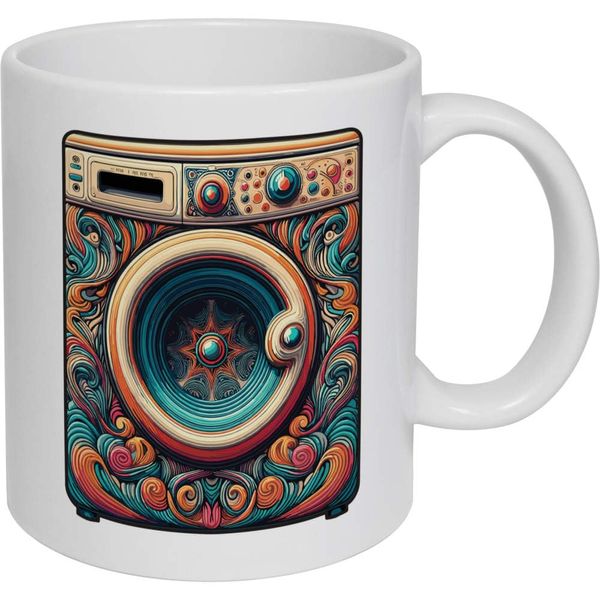 Azeeda 11oz (320ml) 'Groovy Psychedelic Washing Machine' Ceramic Mug/Cup (MG00092381)