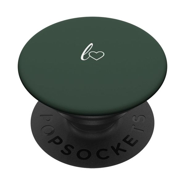 White Initial Letter L Heart Minimalist Forrest Green PopSockets Swappable PopGrip