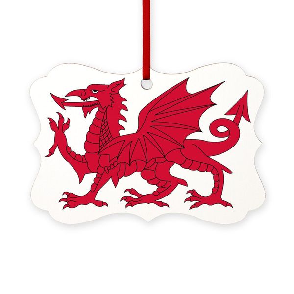 CafePress Welsh Dragon Scroll Ornament 4" x 2.75"