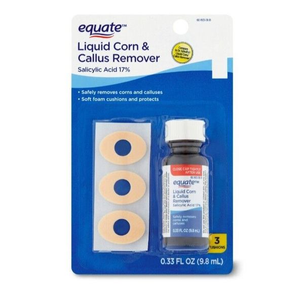 Equate Liquid Corn & Callus Remover Kit Salicylic Acid With Cushions