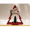 Decorative red wooden Christmas tree, Holiday Rustic Tree decor, Art69