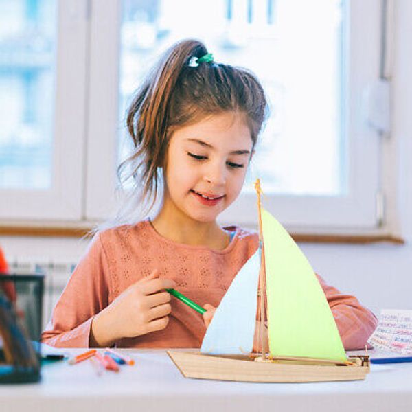 Ships Paddle Sailing Model Kids' Sailboat Toy Woodcraft Set