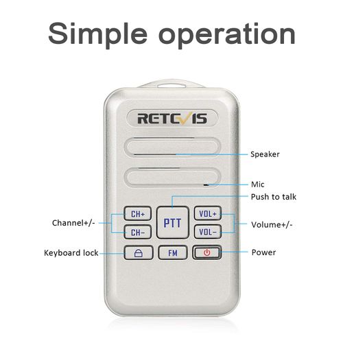 Retevis RT20 Rechargeable Walkie-Talkie,Wearable Small Walkie Talkie for Seniors Adults Elderly,Loud Sound,FM,Compact Mini 2 Way Radios for Healthcare Hospital Biking Camping Skiing Gift(3 Pack)