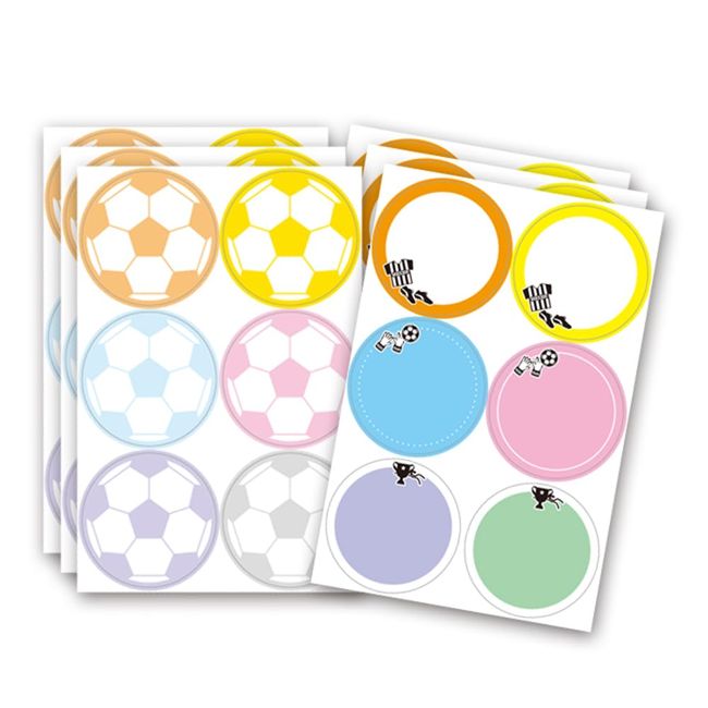 Promo Shop Colored Paper Stickers, 12 Patterns x 3 Pairs, 1.6 inches (40 mm) Stickers, Bookmark (Soccer)