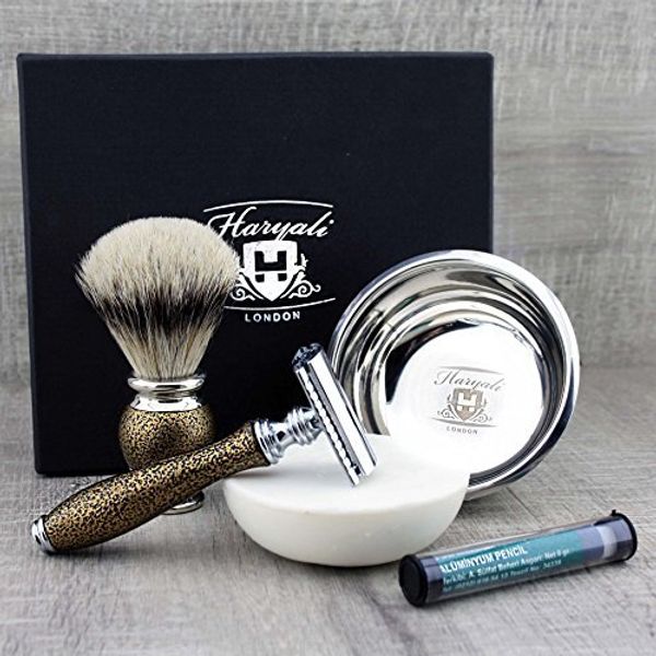Silver Tip Brush & DE Safety Razorwith Bowl & Soap.