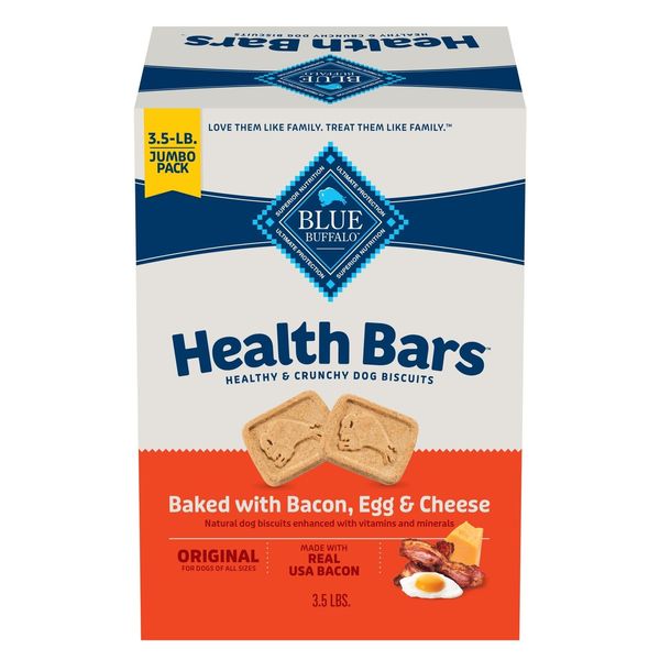 Blue Buffalo Health Bars Bacon Egg Cheese Crunchy Dog Treats 3.5 lb