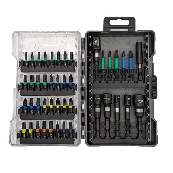 SureBuild UK 44 Piece Impact Rated Screwdriver, Socket Adaptor, Magnetic Nut Driver Bit Set & Case, SBIMP44C
