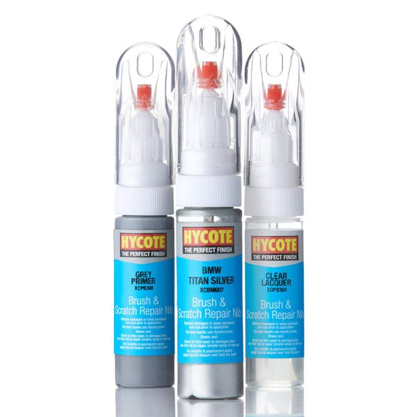 Hycote Colour Brush Titanium Silver Metallic Paint 12.5ml + Primer + Lacquer