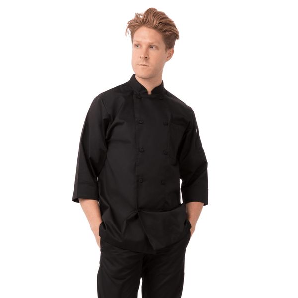 Chef Works Men's Morocco Chef Coat, Black, Large