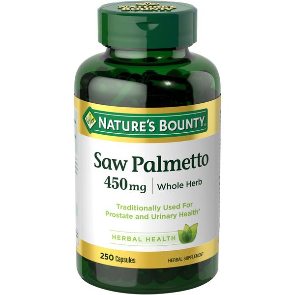 Nature's Bounty Saw Palmetto Support for Prostate and Urinary Health, Herbal Health Supplement, 450mg, 250 Capsules