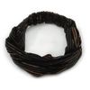 Avalaya Black Stripy Fabric Wide Elastic Headband/Headwrap