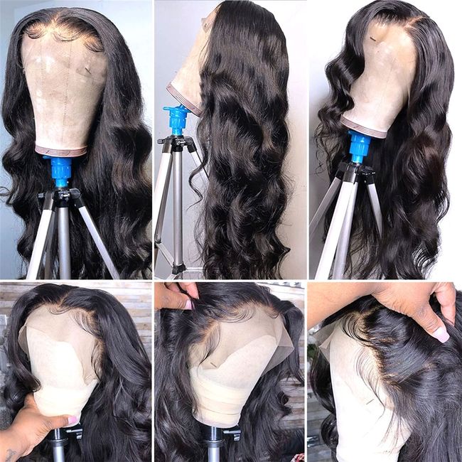 Hairitory 30 Inch Body Wave Lace Front Wigs Human Hair for Black Women 13x4 HD Transparent 180% Density Lace Front Human Hair Wigs Pre Plucked Body Wave Lace Frontal Wig Natural Black (30 inch)