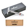 Double Edge Safety Razor by VIKINGS BLADE, Long Handle, Swedish Steel Blades Pack + Luxury Case. Traditional 3 Piece, Heavy Duty, Reduces Razor Burn, Smooth, Close, Clean Shave (Model: The Godfather)