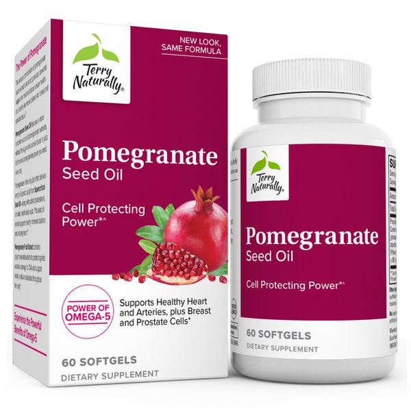 Terry Naturally Pomegranate Seed Oil - 60 Softgels - Cell-Protecting Power - Non-GMO, Gluten Free - 60 Servings