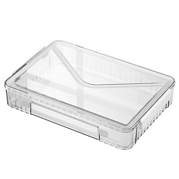 Charmoon A4 Clear Document Storage Case with Lid Handle Waterproof Sturdy Stackable Storage Organization (L, White)