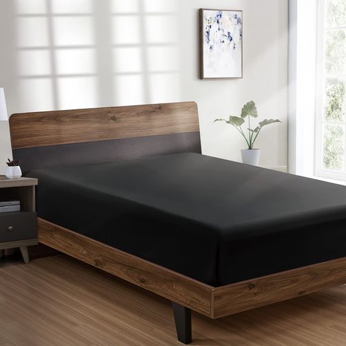 FreshCulture Twin XL Fitted Sheet Only - Hotel Quality Fitted Sheet Twin XL Size - Ultra Soft & Breathable - Brushed Microfiber - Deep Pocket - Cooling Fitted Sheets for Twin XL Size Bed (Black)