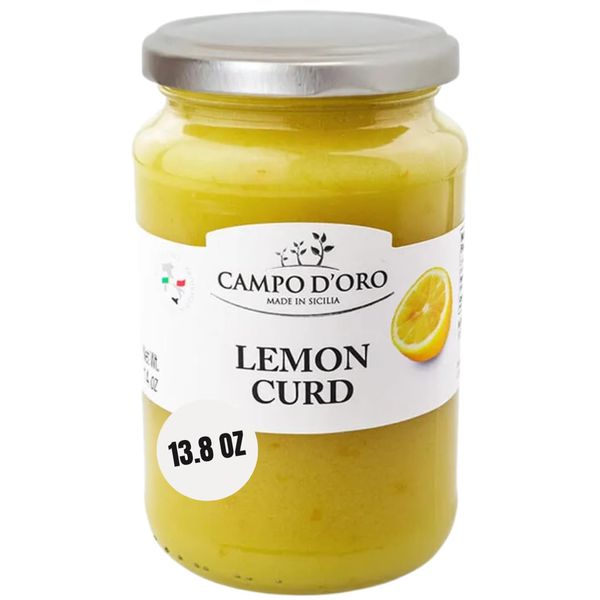 Lemon Curd, 13.8 oz (390g), Made with Sicilian Lemons in Italy, Citrus Lemon custard made with fresh lemon, eggs and butter, Dessert, Pie or Tart Filling, Simply spread it over toast, or on biscuits, croissants, panettoni, Campo D'Oro