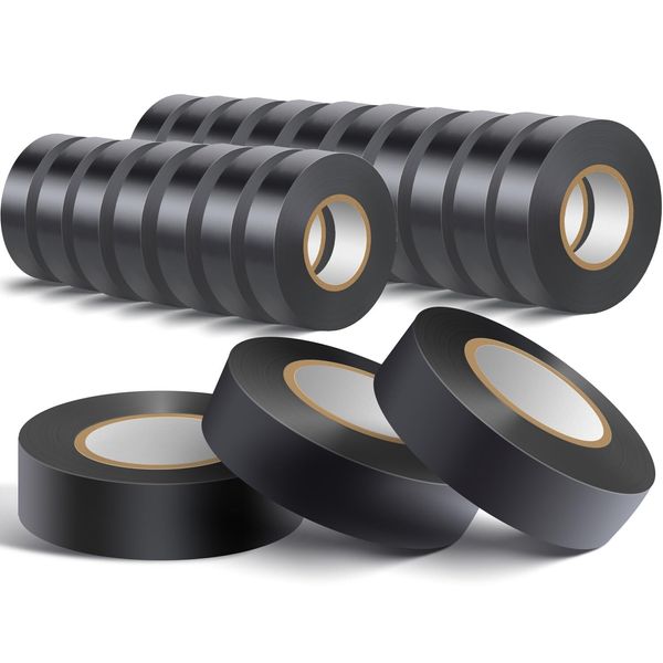 20 Pack Black Electrical Tape Waterproof，3/4 in x 60ft，High Temperature Electric