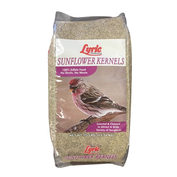 Lyric Sunflower Kernels Wild Bird Seed No Waste Bird Food Attracts Finches & More 25 lb. bag