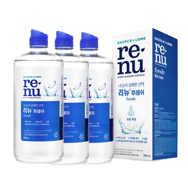 Bausch &amp; Lomb Renew Fresh 500ml 3 x Lens Cleaning Liquid