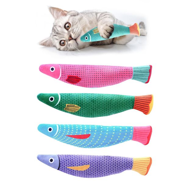 AWAVM 4PCS Catnip Toys for Cats,Cat Chew Toys,Cat Nips, Bite Resistant Catnip Toys with Bell Inside, Plush Cartoon Kitten Teething Interactive Toy