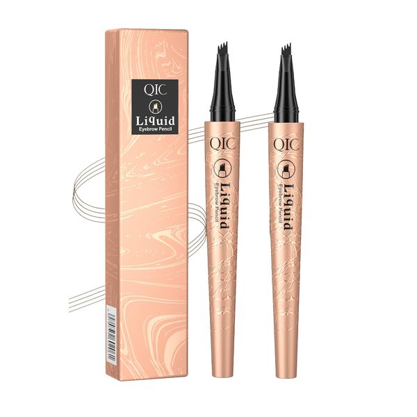 ObiPosay 2 pcs Waterproof Light Brown & Dark Brown Eyebrow Microblading Pen - Four Point Brow Pen.