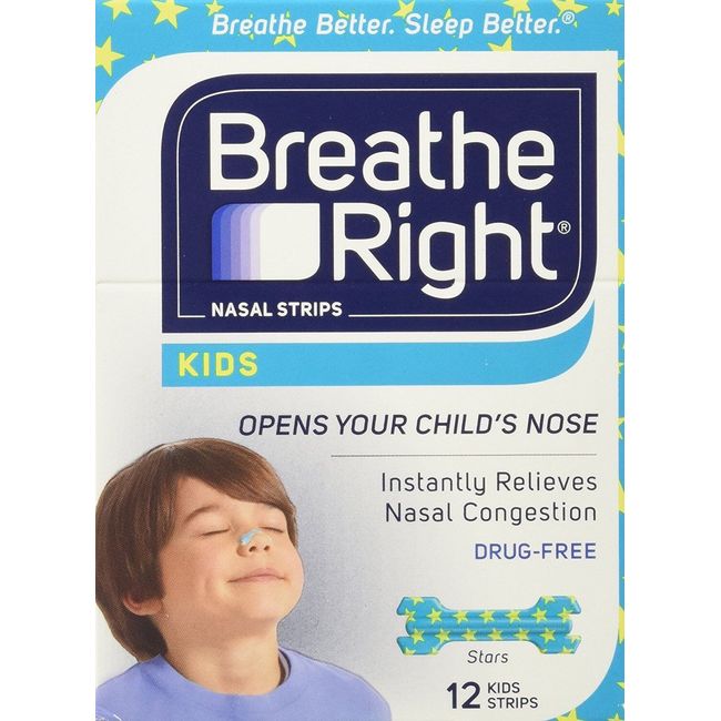 12 BREATHE RIGHT Nasal Strips for Kids Children Child Size Nose Band Breath Rite