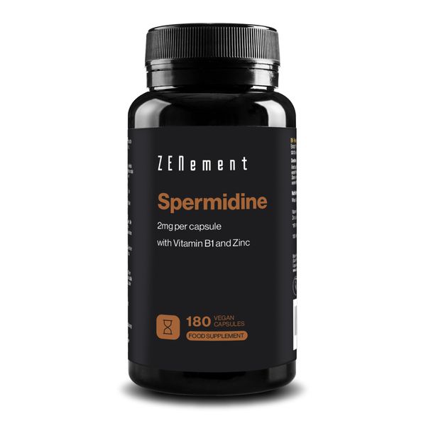 Spermidine – 6 mg per Capsule with Vitamin B1 and Zinc – High Dosage – 180 Vegan Capsules – Anti-Ageing, Healthy Ageing – 100% Natural Wheat Germ Extract – Additive-Free, Non-GMO