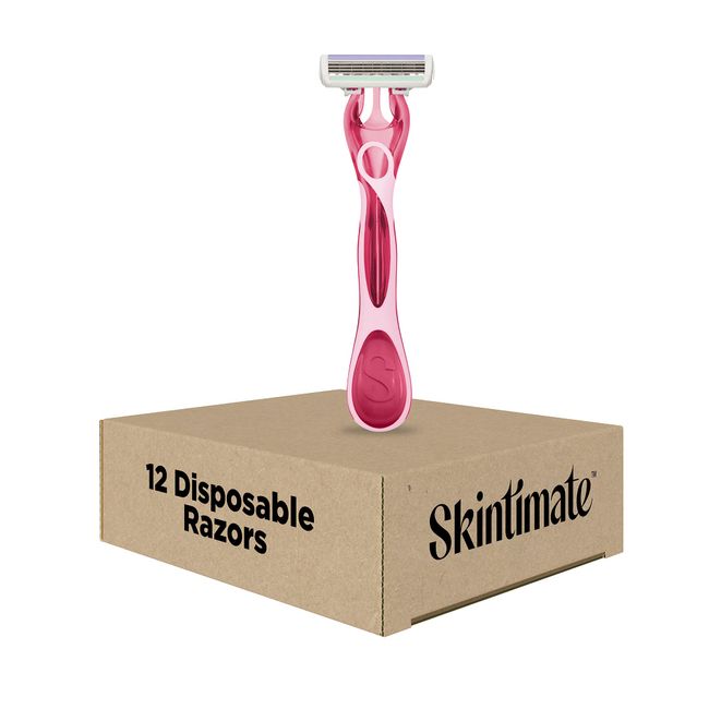 Skintimate Raspberry Rain Disposable Razors for Women, 12 Count