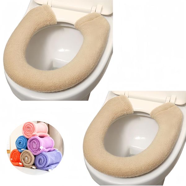 2Pieces Thicker Bathroom Soft Toilet Seat Cover Pad Toilet Lid Cover Cushion Soft Thicker Stretchable