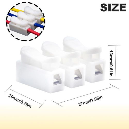 Yosawo 39 Pieces 3P Spring Wire Connectors,Electrical Cable Clamp Terminal Block Connector, LED Strip Light Wire connectors（CH3)