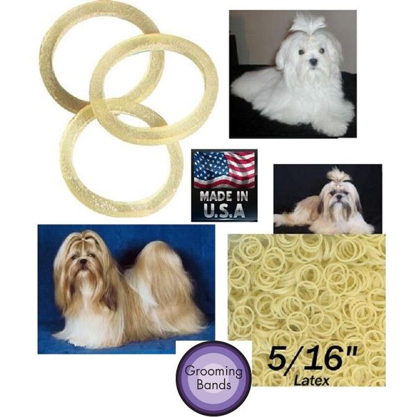 LOT 100 pc 5/16" PREMIUM Grooming Rubber Bands Rosin Coated Top Knot Dog Bows