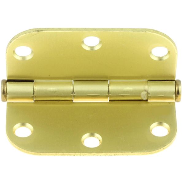 (5 Pack) 3 inch Round Corner 5/8 inch Radius Hinge - Polished Brass B1550