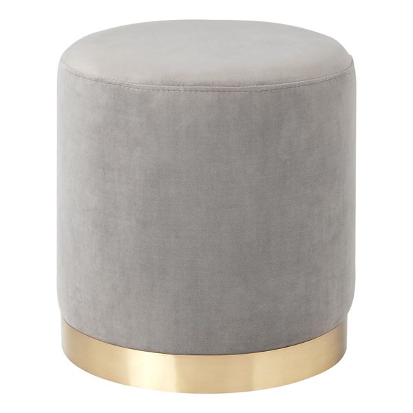 Lowya Stool Round, Stylish, Dresser Chair, Low, Velvet, Gray