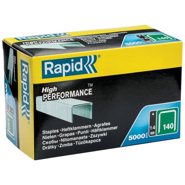 Rapid High-Performance Staples for Insulation, Thin Plastics, Cardboard and Carpets Flatwire No. 140, Leg Length 10mm, Staple Gun Staples, Galvanised Steel, 5000 Pieces, Boxed (11910711)