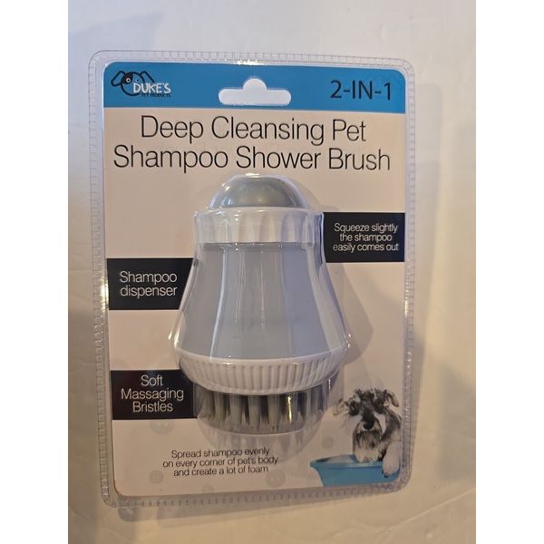 Duke's 2 In 1 Deep Cleansing Pet Shampoo Shower Brush