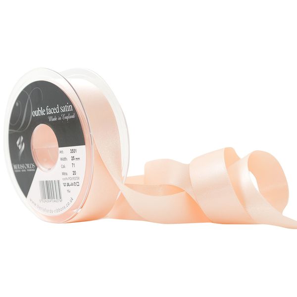 Berisfords Double Satin Ribbon, Peach, 20 m