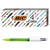 BIC 4-Color Fluo Ballpoint Pen, Medium/Bold Point (1.0/1.6 mm), Assorted Inks, 3-Count